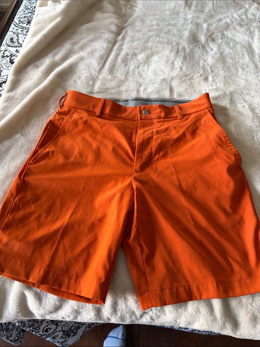 Walter Hagen Bright Orange Flat-Front Golf Shorts